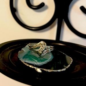 White Gold and Diamond Bypass Knot Ring